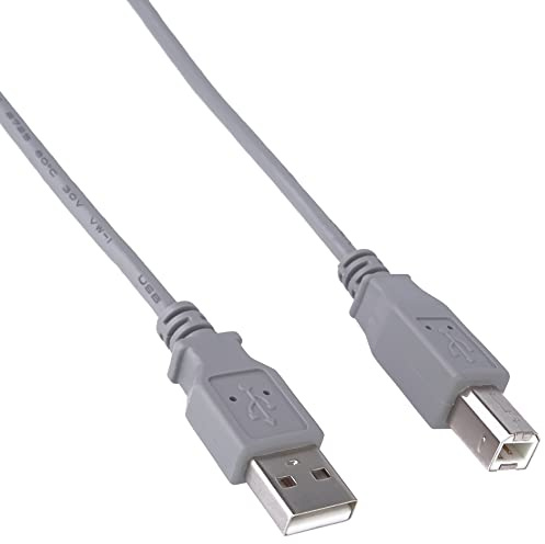 PremiumCord Câble USB 2.0 Haute Vitesse M/M 3 m, A Mâle vers B Mâle, Câble de Connexion USB pour Scanners Etc., Double Blindage, AWG28, Couleur Gris, Longueur 3 m