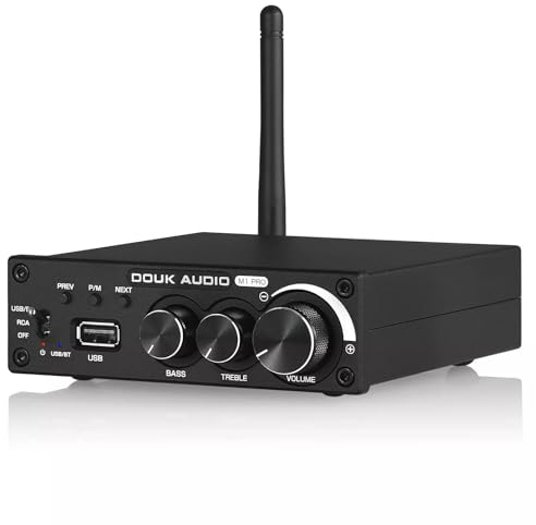 Douk Audio 320W Bluetooth 5.0 Hi-Fi Amplifier 2.0 Channel Stereo Receiver USB Flash Drive Player Mini Class D Integrated Amp for Home Passive Speakers Powered Subwoofer (M1 PRO)