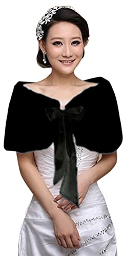 Châle Mariage Enfant Fille Femme Cape Princesse en Fausse Fourrure Mariée Veste Gilet de Baptême Cérémonie Manteau Hiver Chaud Étole Fille de Fleur Boléro Soirée Spectacle Anniversaire Noël