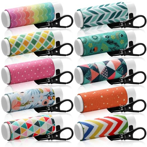 Sureio 10 Pack Lip Balm Holder Keychain Christmas Lip Gloss Holder Keychain Gifts Elastic Lipstick Sleeve Clip for Women(Floral Style)