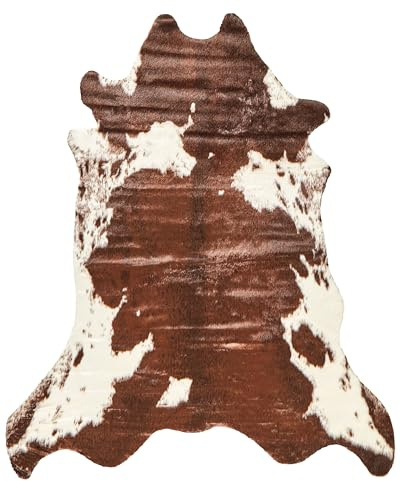 Beliani Alfombra de Piel de Vaca marrón Blanco 130 x 170 cm motas Moderno rústico Bogong