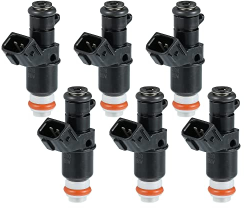 X AUTOHAUX 6 stycken bränsleinjektor injektionsmunstycke tapppistol injektionsventil adapter bränsleinjektormunstycke flödesinjektor injektor 3,0 l 3,5 l svart 16450-RCA-A01