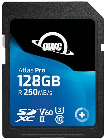 OWC Atlas Pro SDXC UHS-II V60 Media Card, scheda di memoria economica e di altissima qualità per le foto più comuni e gli usi di acquisizione video fino a 4K - 128GB