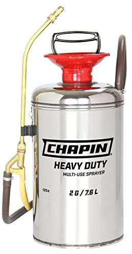 Chapin 1254 2-gallon kraftig rostfritt stål tank multianvändningsspruta för gräsmatta, hem och trädgård, silver