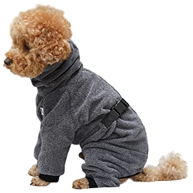 Moki Bär Hundebademantel mit Beinen für Zwergpudel I Dunkelgrau