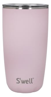 S'well Tumbler with Lid, 530ml, Pink Topaz, Vacuum-Insulated Travel Cup with Pop-On Lid, for Hot and Cold Beverages, On-the-Go up to 12h Cold/4h Hot