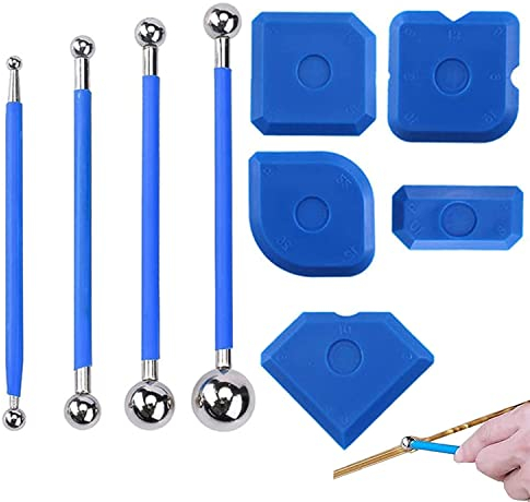 Extractor de silicona, juego de 9 rascadores de herramientas, extractor de bolas de metal, alisador de juntas de silicona para baño, azulejos de cocina