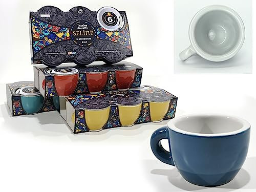 1 Set Tazzine Caffè bordo grosso linea Seline da 6 pz Colori assortiti (INVIO CASUALE)