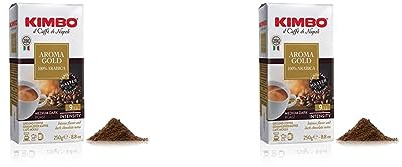 Kimbo Coffee Aroma Gold, Ground Coffee, Authentic Italian, Rich Mellow Aroma (1 x 250g Vacuum Sealed Bag) (Pack of 2)