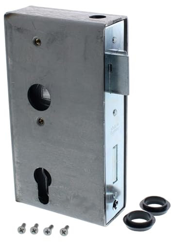 ToniTec Serratura da infilare con scatola di saldatura, 172 x 40 x 90 mm, per cancelli in metallo, misura mandrino: 60 mm