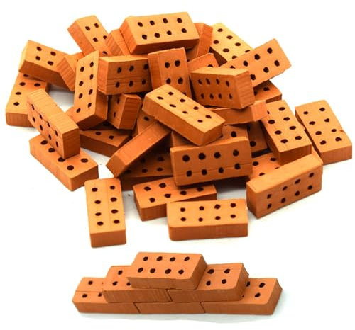 Lot de 100 mini briques SIM, micro briques pour jardin, 8 trous, briques de construction pour maison de poupée, décoration de jardin, accessoires de micro paysage