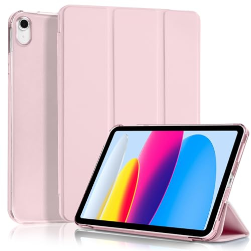 4UBonLife Funda para iPad (A16) 11ª Generación 2025 11 Pulgadas, iPad 10ª Generación 10,9 Pulgadas 2022, Cover Protectora, Carcasa Delgada Ligera con Cubierta Trasera Rígida Translúcida, Rosa