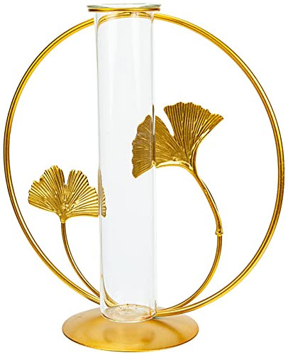 Yardwe Portavaso Idroponico Moderno in Metallo Con Foglie Vaso in Per Piante Portavaso Da Scrivania Abbellisce La Tua Casa