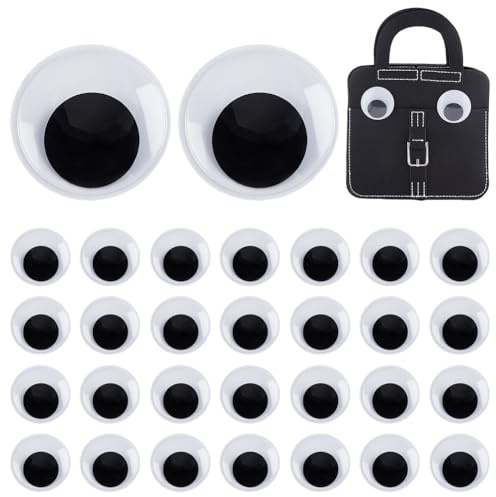 PH PandaHall 30 ojos grandes de 5 cm, ojos gigantes de plástico con pegatinas redondas planas autoadhesivas, ojos blancos y negros para manualidades, álbumes de recortes, fiestas, decoración del hogar