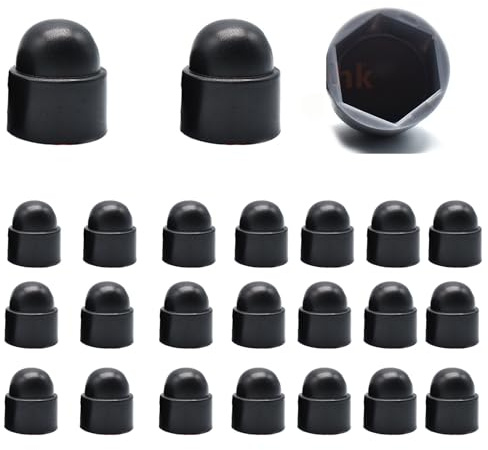 Capuchons hexagonaux de protection M10 (clé de 17) - 25 pièces - Cache-vis et écrous noirs en plastique durable - Protection contre la corrosion et les arêtes vives