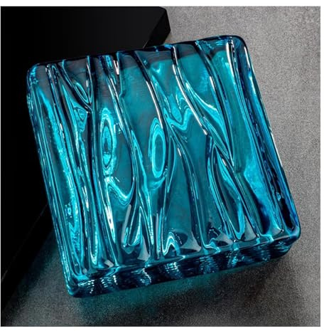 Glass Blocks Solid Double-Sided Crystal Bricks,Office Decorative Partition Wall High Compression Resistance and Wear Resistance(Blue,1pcs)