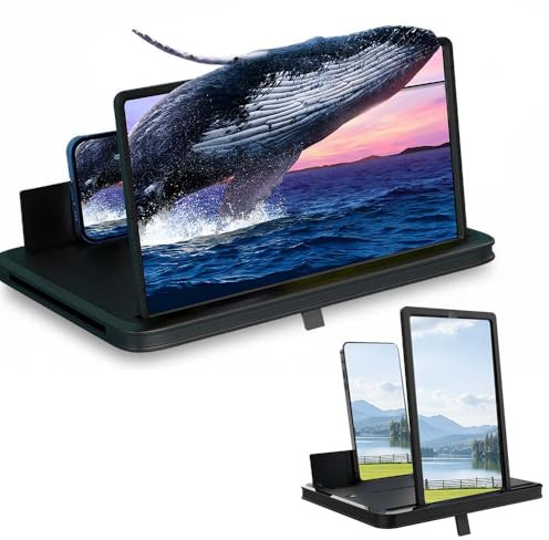 YAWOTA Mobile Phone Magnifier Screen, 2026 New 3D HD Magnifying Projector Screen Enlarger for Movies, Videos and Gaming, Portable 3D Magnifying Screen for Elderly (Black, 10 Inch)