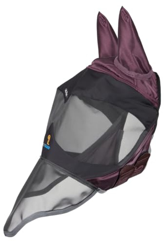 Shires FlyGuard Pro Deluxe Masque anti-mouches avec oreilles et nez Cerise noire