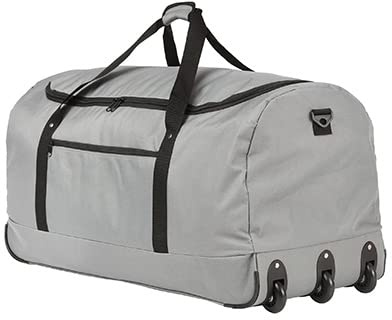 TravelZ Größe Reisetasche mit Rollen 100L - Faltbare Reisetasche XXL - Große Sporttasche mit Räder (grau)