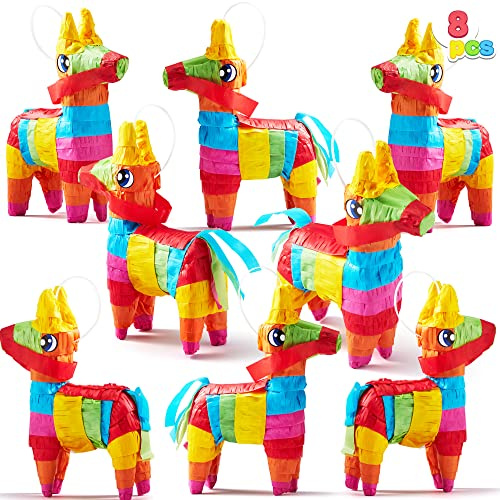 Cinco De Mayo 8 pcs Mini Donkey Pinatas 5.7x7.5 Rainbow Color for Fun Fiesta Taco Party Supplies, Luau Event Photo Props, Mexican Theme Decoration, Carnivals Festivals, Taco Tuesday Event