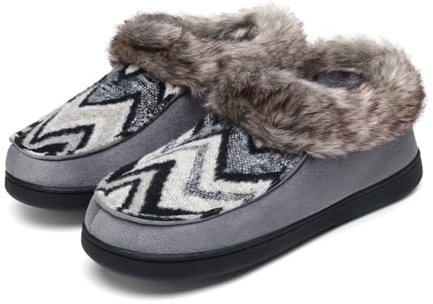 Mishansha Chaussons Femme Hiver Fourré Pantoufles Chaudes Slippers Antidérapants Confortable Gris 39 EU