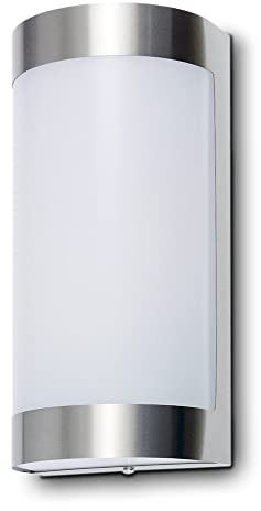 Kwazar - Außenlampe Wand, Außenwandleuchten Deckenlampe - Wandleuchte Deckenleuchte Aussen Fassadenleuchte - Strahler Außen max. 40W, E27, IP44, 230V - Wetterfest Beleuchtung - GOYLE, Silber