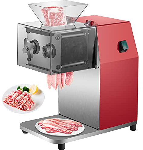 VEVOR Affettatrice Elettrica per Verdura Professionale in Acciaio Inox e PC e Alluminio e Plastico, 220 V Affettatrice Piccola con Lama da 7 mm, 850 W Affettatrice Elettrica Universale da Casa Piccola