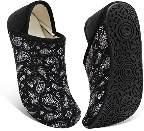 Fires Non-slip slippers for men and women with soft and lightweight rubber sole, Blackboho, 36/38.5 EU