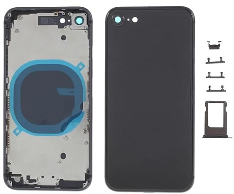 Globalstock Chassis Arriere en Vitre pour iPhone 8 + Coque + Tiroir SIM Compatible Nu Rouge/Noir/Blanc/Or | Back Cover + Frame (Noir)