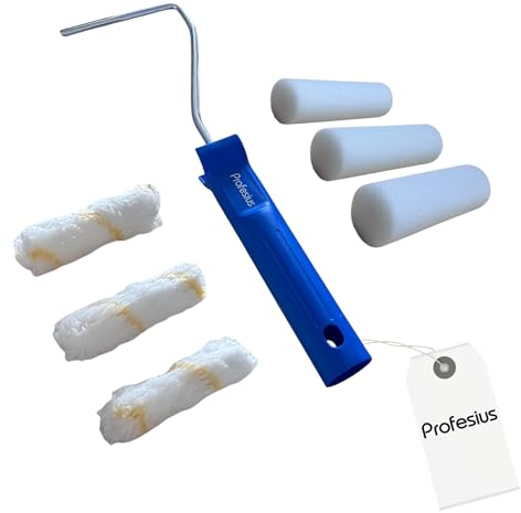 Profesius Lot de rouleaux de peinture pour peinture murale et travaux de peinture - Kit de peinture pour peindre sur des surfaces lisses et structurées - Rouleau en mousse et rouleau à peinture