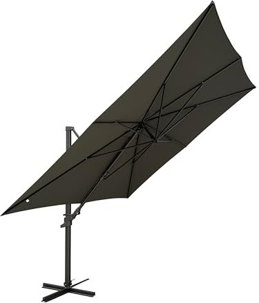 Ampelschirm KETTLER EASY MOVE, 300 cm x 300 cm, Aluminium und Polyester, UPF 50+ Sonnenschutz, inkl. Abdeckhaube und Ständer, silber/dunkelgrau (anthrazit/dunkelgrau)