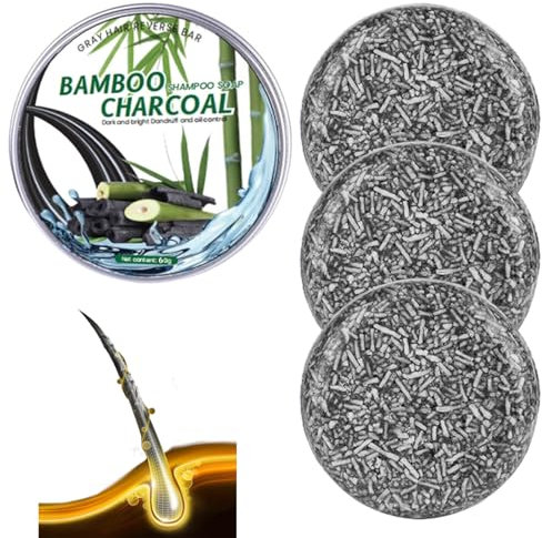 3 Pcs Bamboo Charcoal Shampoo Soap, Natural Grey Gone Soap Black Soap for Grey Hair, Unisex Grey Hair Soap for Helps Stop Hair Loss Gray Hair Coverage, Hair Darkening, Grey Hair Removal