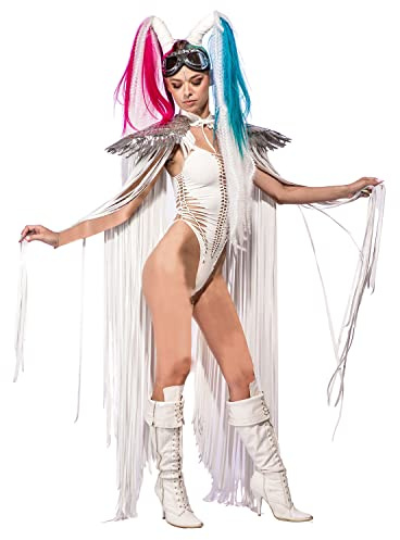 Ypser Shoulder Pieces With Fringed Angel Wings Cape Shawl For Burning Men Halloween Cosplay