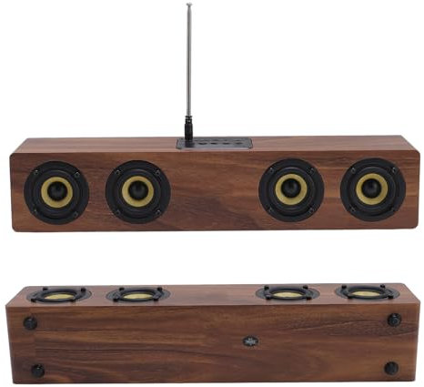 Altavoz de Bluetooth Retro de Madera, 20W MDF Vintage Wooden Altavo Home Audio Subwoofer, Sonido Envolvente de 360 ​​Grados, Rango Completo de HiFi, Bluetooth, AUX, TF TF