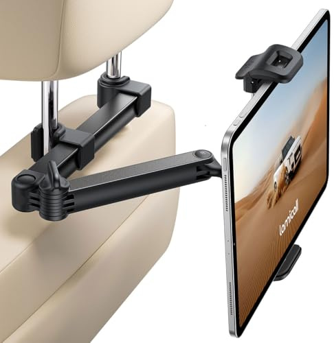 Lamicall Supporto Tablet Auto Poggiatesta - [Clip Pieghevole] [Blocco Sicurezza] Braccio Metallo, 360° Rotazione, Pieghevole Porta Tablet Auto per iPad Pro, Air, Mini, Galaxy Tab e 5,4-13 Dispositivo