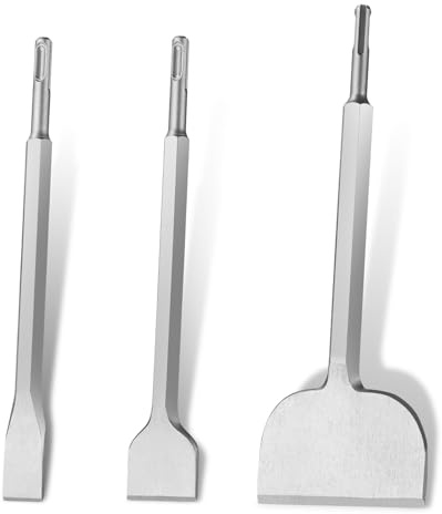 Gyxova Premium SDS Plus - Juego de cinceles (3 piezas, 280 x 100 mm, cincel plano de 250 x 40 mm y cincel puntiagudo de 14 x 250 mm, para azulejos, hormigón, piedra natural y mampostería)