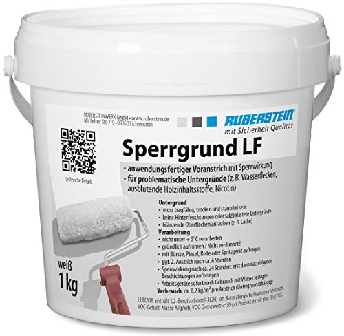 Ruberstein® Sperrgrund LF weiß 1 kg, lasierende quarzfreie Grundierung mit Sperrwirkung