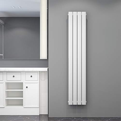 SONNI-Radiatore Termoarredo di Design Verticale Moderno - Termosifone con Finitura Bianca - Design a Colonna Piatta - 1630 x 308 mm - Riscaldamento ad Acqua Calda