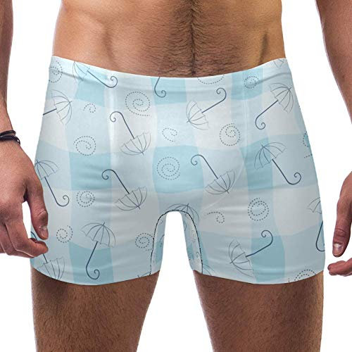 Lorvies Herren Badeanzug mit frischem Regenschirm-Muster, Kurze quadratische Beine, schnell trocknend, Größe S Gr. XXL, Multi