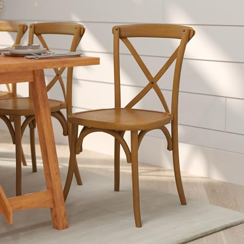 Merrick Lane Davisburg Stackable Pecan Wooden Cross Back Bistro Dining Chair