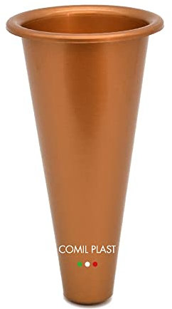 Comil Plast | Portafiori Interno in plastica per Vaso da cimitero Colore Rame | Diametro 7.3 cm, Altezza 13.7 cm.
