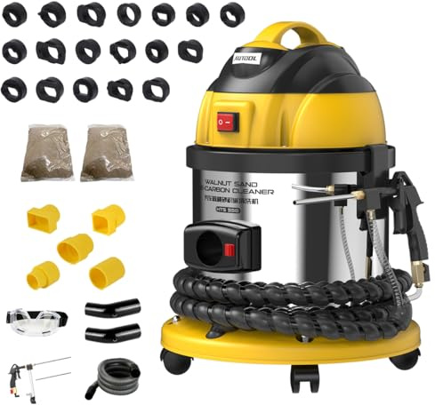 AUTOOL Maquina Chorro de Arena, 220V HTS558 Walnut Sandblasting Máquina de Limpieza de Válvulas de Admisión/de Cilindros de Motor/de Depósitos Carbonosos, con 2kg Abrasivo,Normas Europeas
