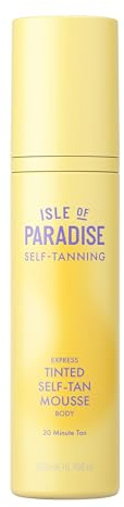 Isle of Paradise Express Tinted Self Tan Mousse, Fast Developing Self Tanner, Vegan Sunless Tanning Foam, Lasts Up to 7 Days, Streak-Free With Tinted Guide Color, 6.76 fl. Oz