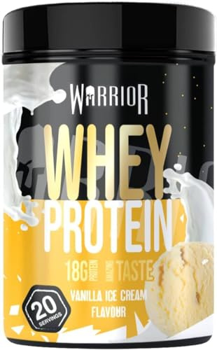 Warrior Whey Protein Powder 500g, 20 Servings – High Protein Shake Supplement for Muscle Growth, Recovery & Weight Loss – Low Sugar, Low Carb, Gluten Free Meal Replacement Shake – Vanilla Ice-Cream