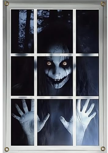 ENYACOS Scary Halloween Window Decorations - Outdoor & Indoor Party Decor & Accessories Halloween Horror Curtains