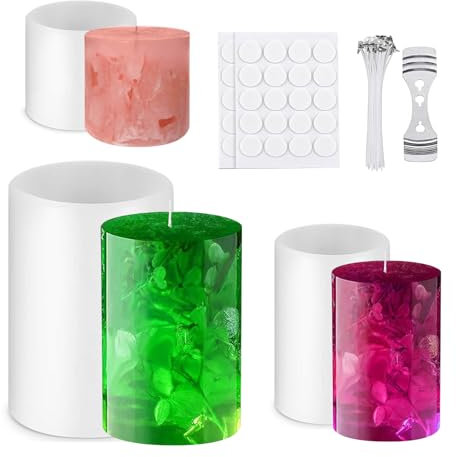 HuaMuDM 3 Stück Silikon Kerzenform Rund, Silikonform Zum Gießen Set, 3D DIY Bubble Kerzen Kit Mit Gießformen