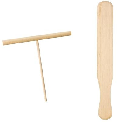 2 Pieces Crepe Spreader,Wooden Crepe Spatula,T Shape Wooden Batter Spreader Shovel Set Maker,Crepe Stick Set for Cakes,Pancake Making Tools,Suitable for Home Kitchen Cooking Baking Tools.