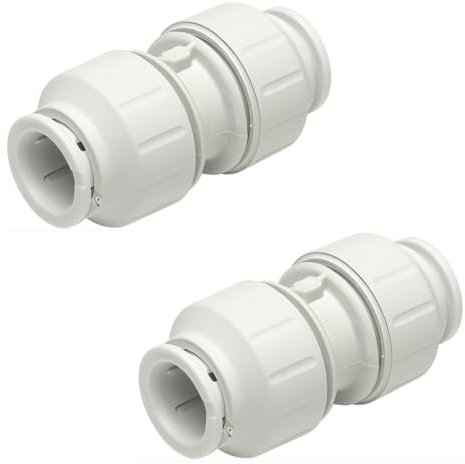 JD Brands Conectores rectos de ajuste a presión de 15 mm (paquete de 2) | Accesorios de fontanería sin herramientas para tuberías de cobre y plástico de 15 mm | Accesorios de tubería de radiador y