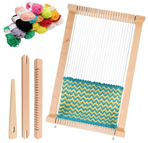 SINRAD Métier à Tisser Enfant,Kit de Métier à Tisser pour les Enfants de 6 à 12 Ans,Métier à Tisser En Bois,C'est le Métier à Tisser Parfait pour les Étudiants et les Débutants
