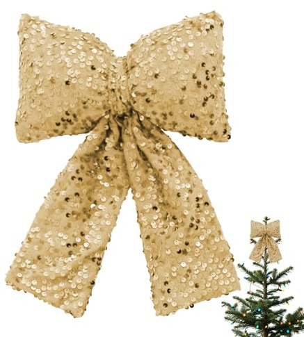 Hayaww 20x30 cm Arco de Navidad Arcos Navideños Lazos de Navidad Adornos de Lazo de Navidad Decoracion Arbol Navidad Decoración Brillante del árbol de Navidad para Corona de Navidad Boda (B)